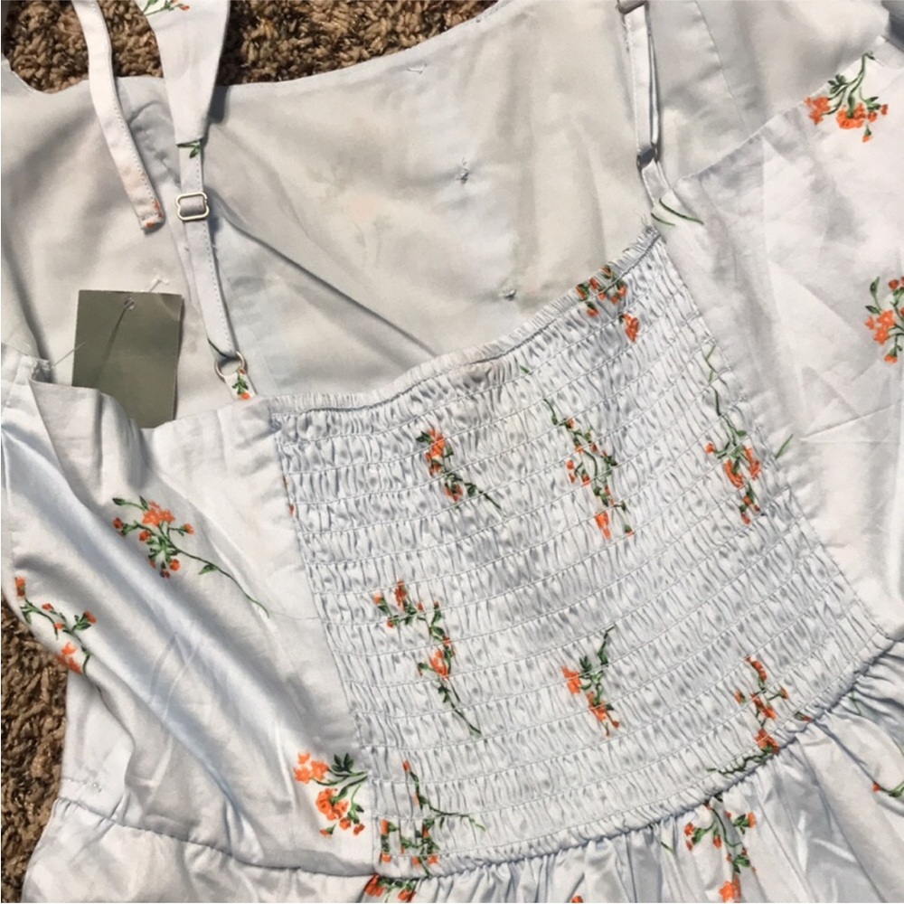 Wild Fable Woman’s Button Front Tiered Romper Light Blue Floral Sz XL | NWT - Picture 5 of 9